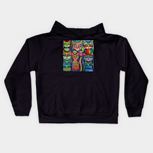 8 Colourful cats Kids Hoodie